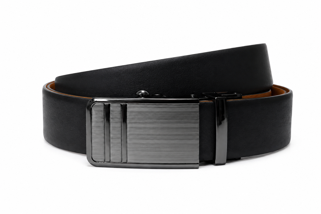 Premium Reversible Automatic Buckle Belt for Men – Black & Tan ✨