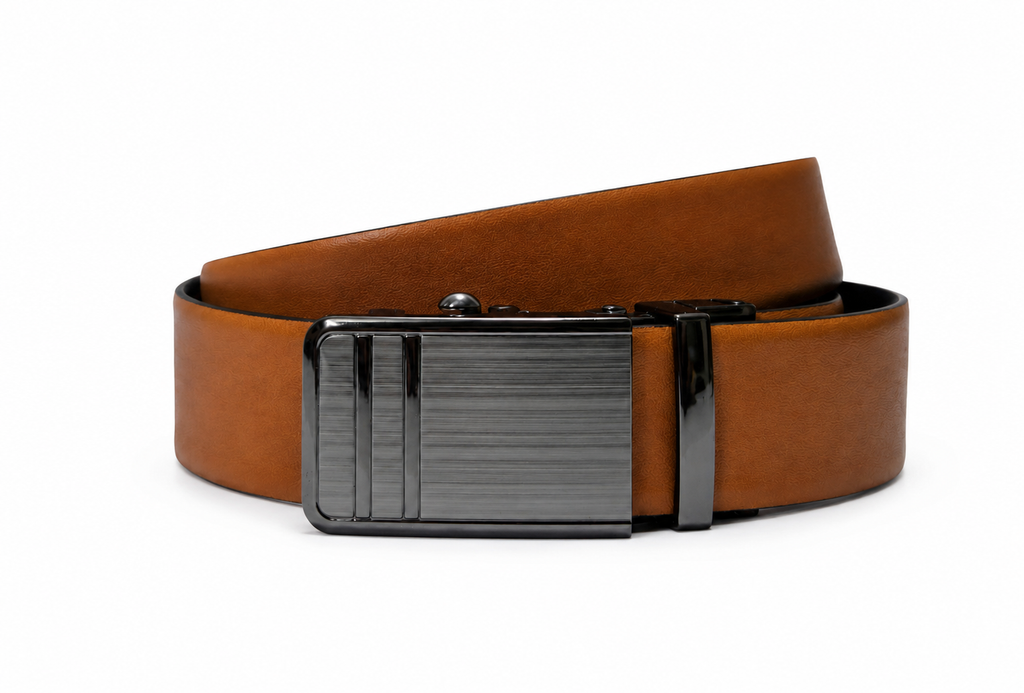 Premium Reversible Automatic Buckle Belt for Men – Black & Tan ✨