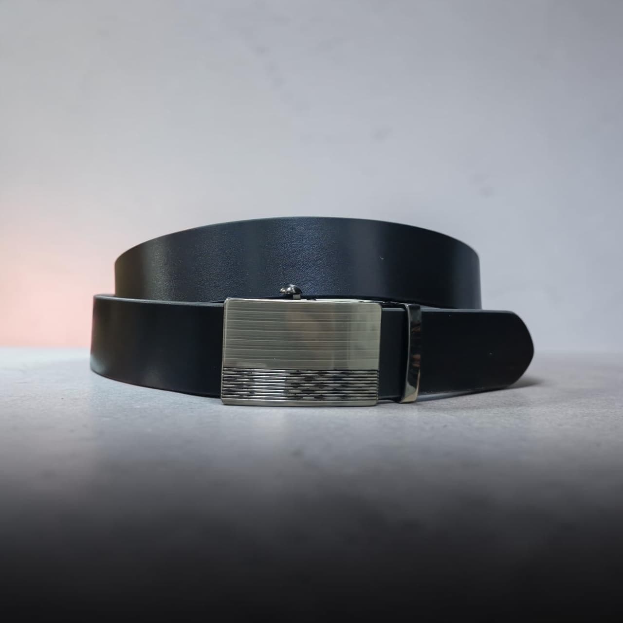 Men's Genuine Leather Automatic Buckle Belt – Black